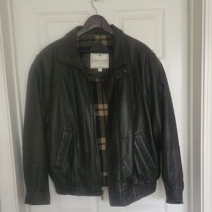 John Ashford Black Leather Bomber Jacket Vintage